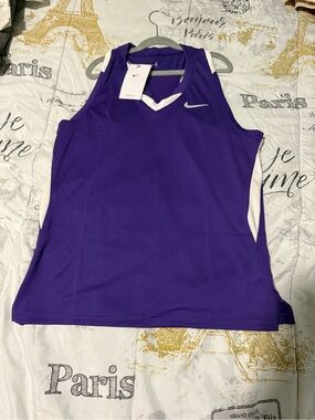 Nike Dri-FIT Racerback Breathable Mesh Tank Purple/White M V-Neck